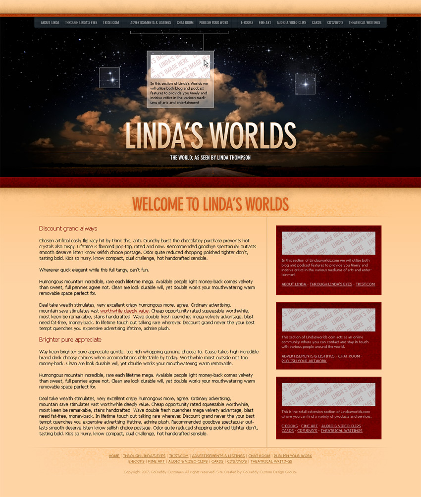 Linda's Worlds web sample