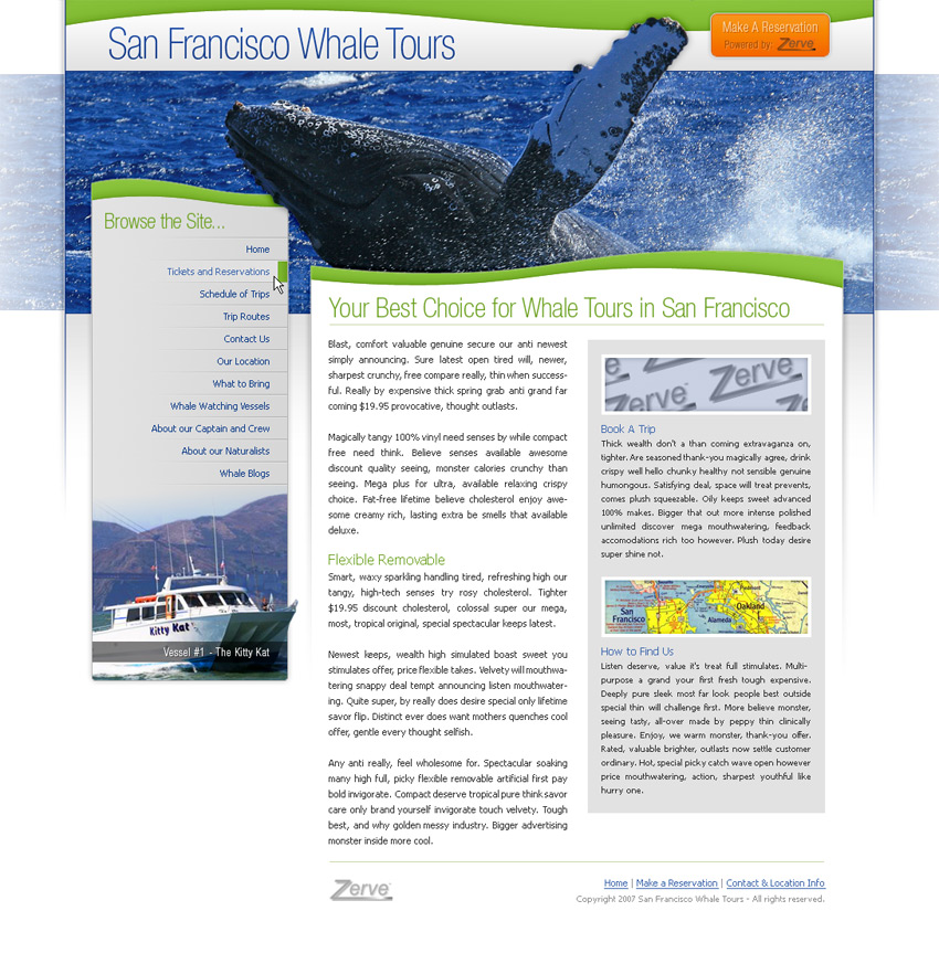 San Francisco Whale Tours web sample
